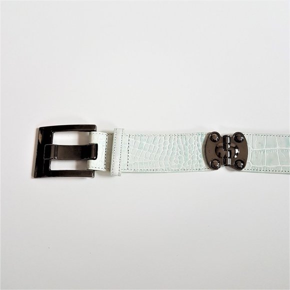 Carlisle Light Blue Crocodile Pattern Belt. - Picture 5 of 5